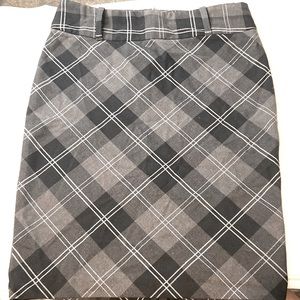 Black Plaid Work/Office Pencil Skirt with Silver Detailing